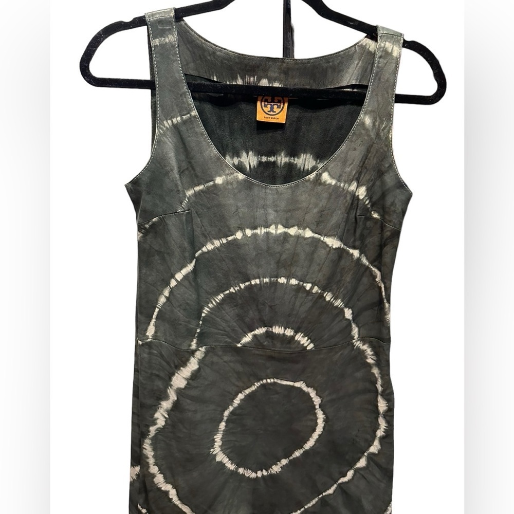 Tory Burch  Leather Dress Greystone  Shawna Tie-Dye Night Out Size 0 - Picture 5 of 16